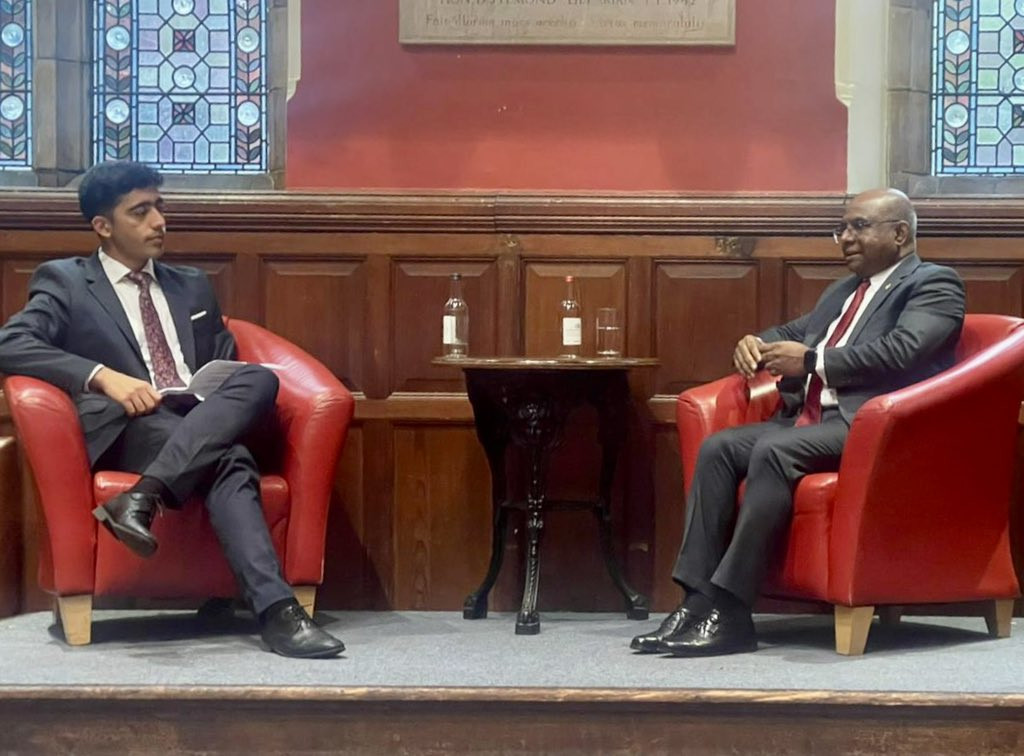 Minister Shahid also addressed the youth at the Oxford Union Society on the future of multilateralism
