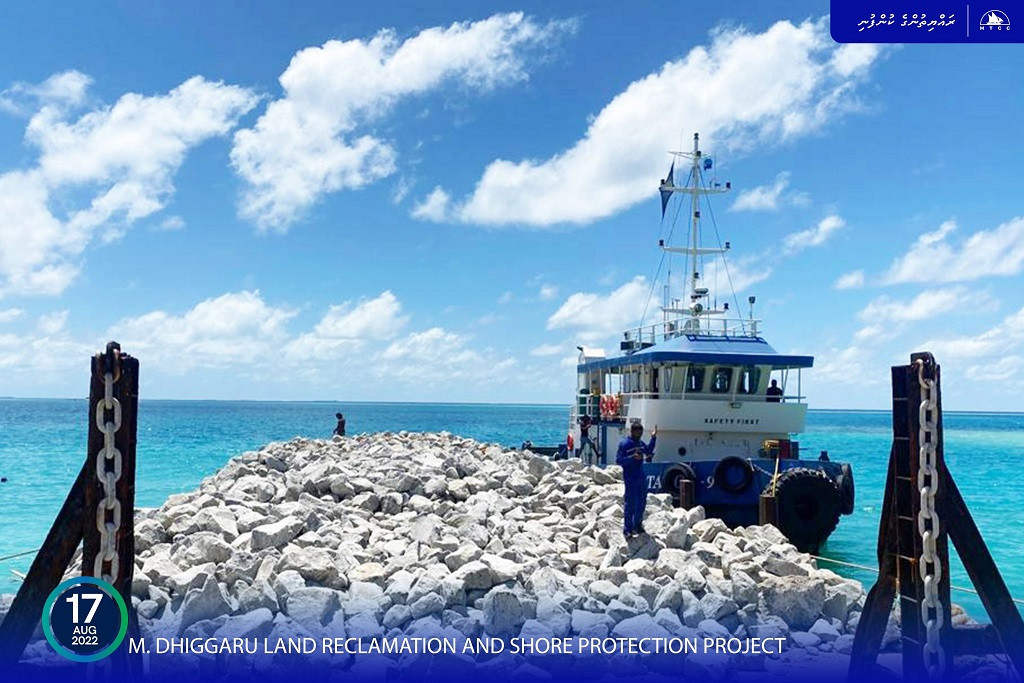 M. Dhiggaru land reclamation and shore protection project is well underway