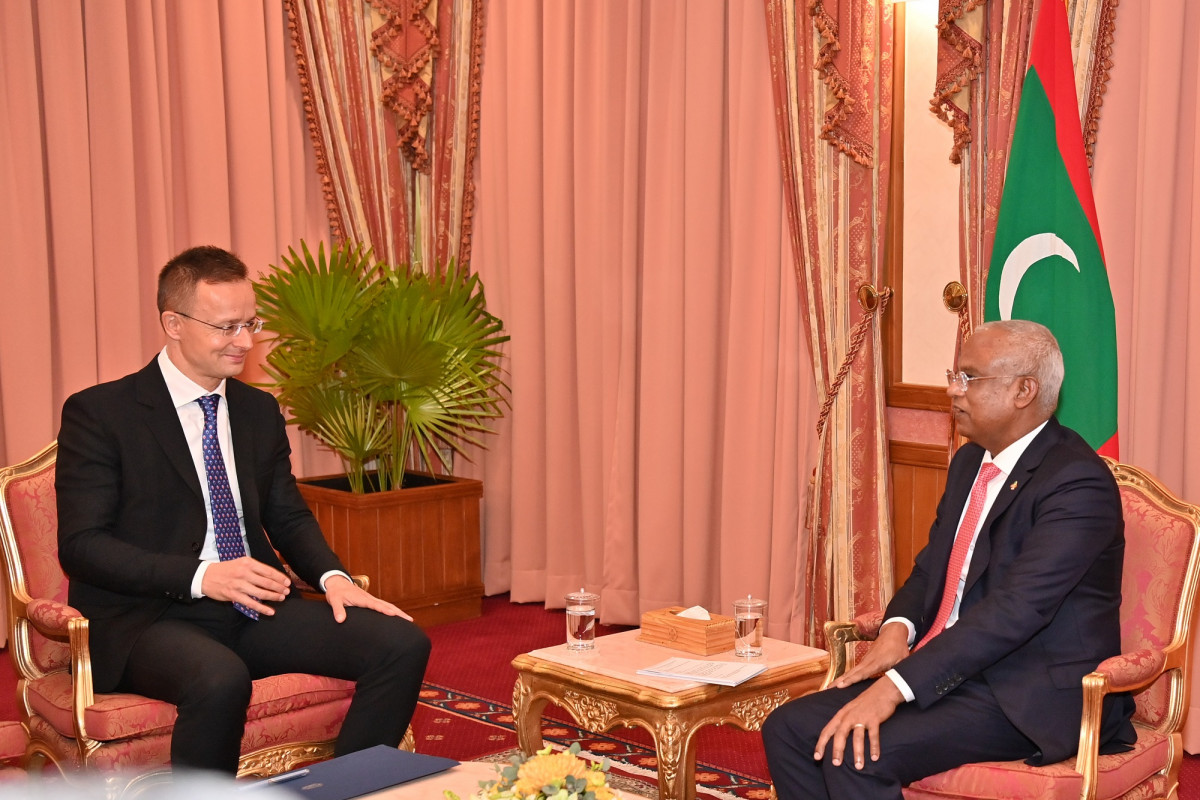 The Minister of Foreign Affairs and Trade of Hungary Péter Szijjártó and President Ibrahim Mohamed Solih