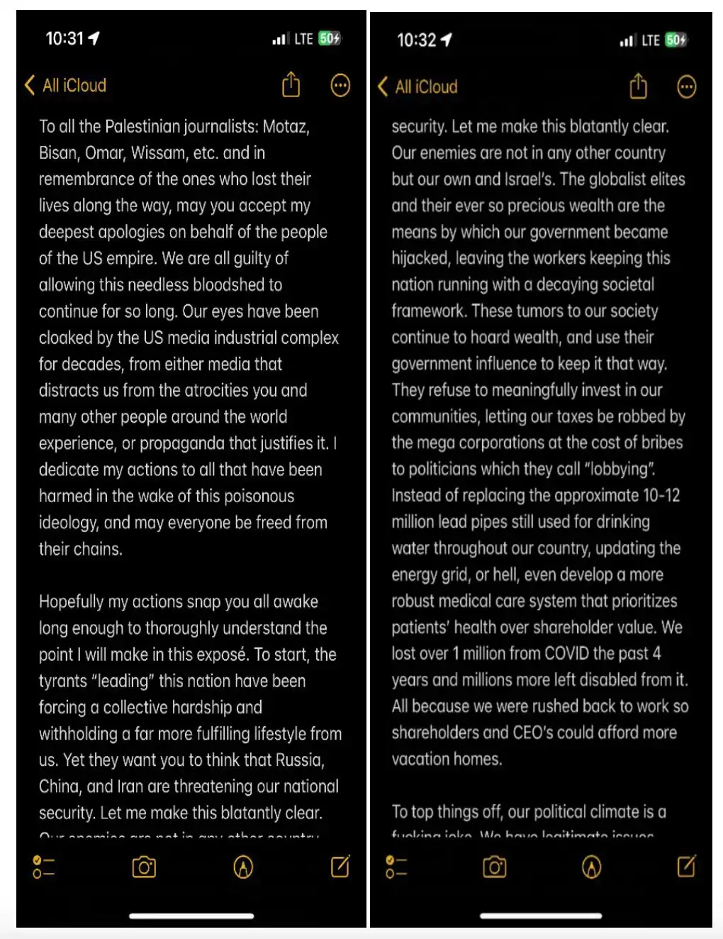 2024 ވަނަ އަހަރު، އެމެރިކާގެ އޭރުގެ ރައީސް ޖޯ ބައިޑަން އަވަހާރަ ކޮށްލަން އާދަމް ބެންޖަމިން ހޯލް ކުރި މަސައްކަތުގެ ކުޑަ ދުވަސް ކޮޅެއް ކުރިން އޭނާ ލިޔެފައިވާ މެނިފެސްޓޯގެ ބައެއް