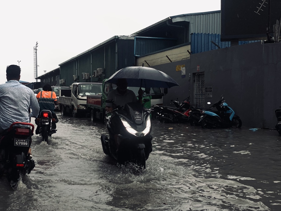 Flooding caused by heavy rain showers