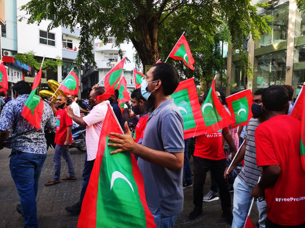The PPM-PNC coalition have been protesting in Male' City every Friday with various demands for the government