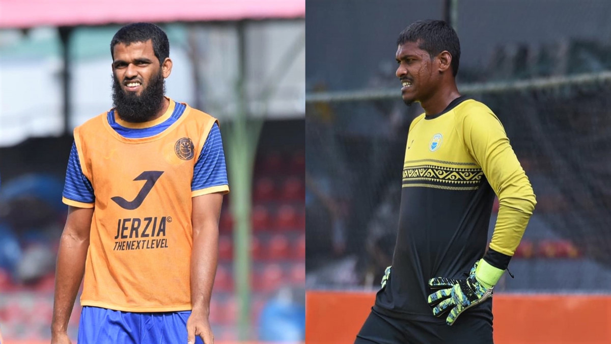 އީގަލްސްއާ ގުޅުނު ގައުމީ ޓީމުގެ ކެޕްޓަން އަކުރަމް އަބްދުލް ޣަނީ (އަކޫ) އާއި ގޯލްކީޕަރު މުޙައްމަދު ފައިސަލް