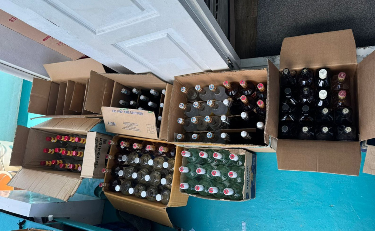The bottles of alcohol confiscated as part of the operation