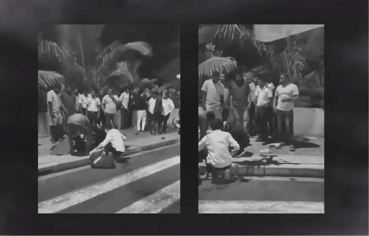 First aid being administered to the youth injured in an accident near the Sinamale' Bridge late Wednesday night. | RaajjeMV