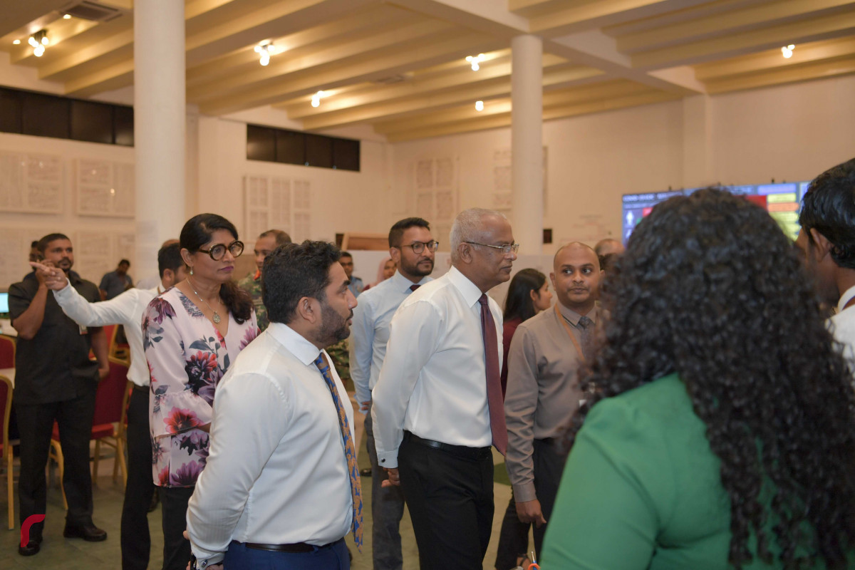 President Ibrahim Mohamed Solih on Sunday paid a visit to the National Emergency Operations Centre (NEOC) and made inquiries on the latest updates of the Covid-19 operations in the country. Photo: President's Office