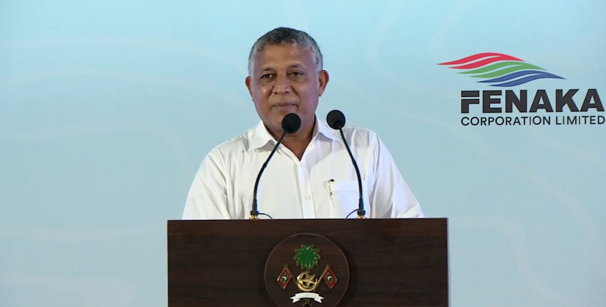 ފ. މަގޫދޫގެ ފެނަކަގެ އައު އޮފީސް ހުޅުވުމާއި ފެނާއި ނަރުދަމާގެ ނިޒާމު އިފްތިތާހު ކުރުމުގެ ރަސްމިއްޔާތު މިނިސްޓަރު ވާހަކަ ދައްކަވަނީ