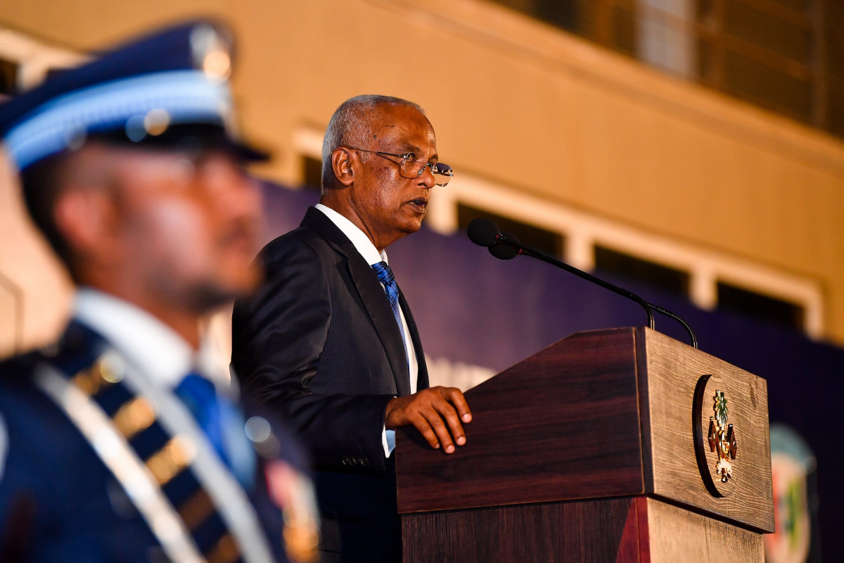 34 ވަނަ ޕޮލިސް އިނީޝިއަލް ޓްރެއިނިންގ ކޯހުގެ ދަސްވެނިވެ، ހިނގާލުމަށް ބޭއްވި ރަސްމިއްޔާތުގައި ރައީސް ޞާލިހް ވާހަކަފުޅުދައްކަވަނީ