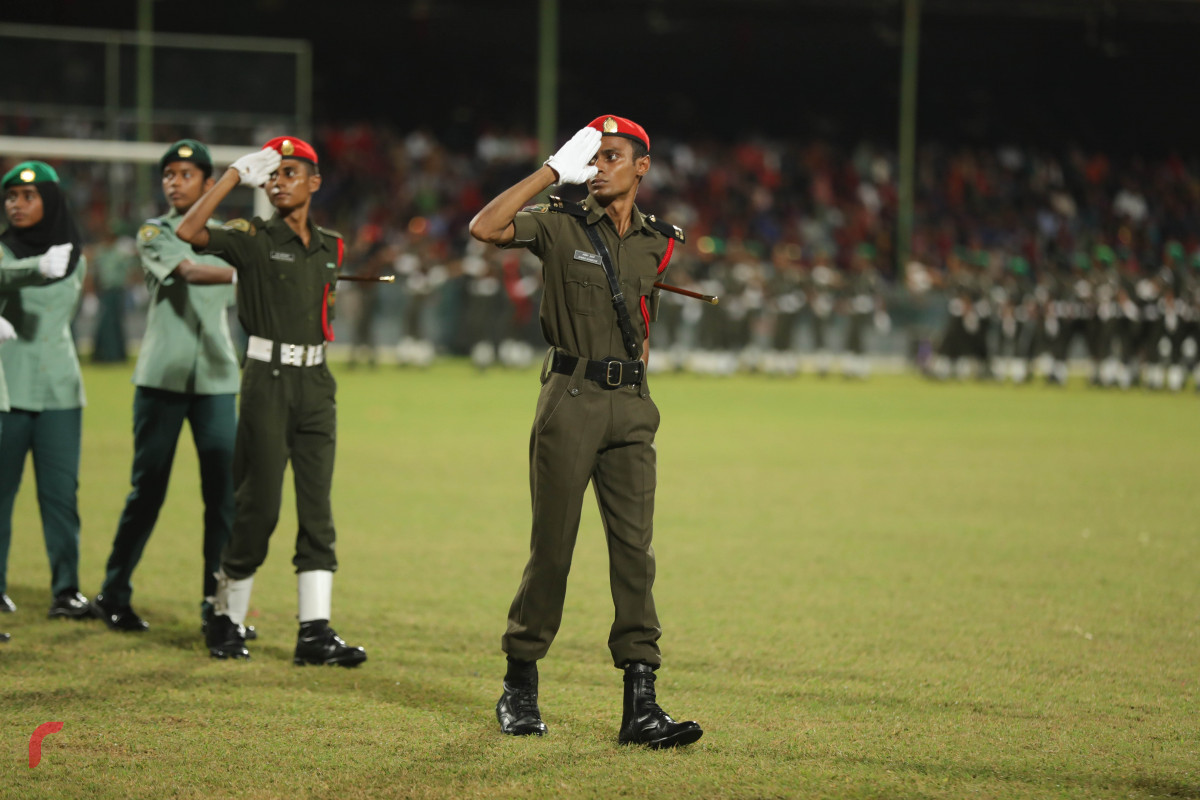 26 ޖުލައި 2019 --މިނިވަން ދުވަހުގެ ރަސްމީ ޕެރޭޑުގެ ހަރަކާތްތައް، ގަލޮޅު ދަނޑުގައި ބޭއްވި ޕެރޭޑް ޝަރަފްވެރި ކޮށްދެއްވީ ރައީސުލް ޖުމްހޫރިއްޔާ އިބްރާހިމް މުހައްމަދު ސޯލިހް-- ފޮޓޯ: ޝުއައިބް މުހައްމަދު