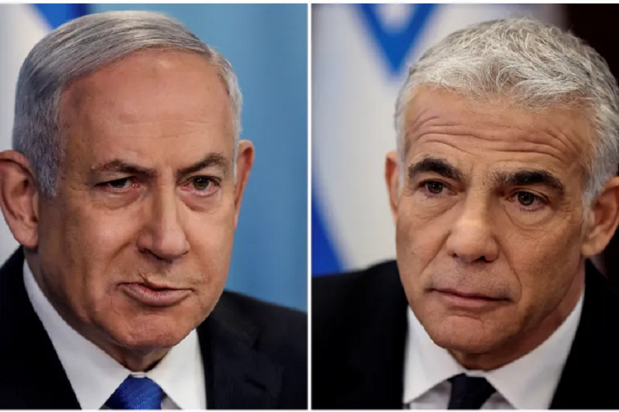 އިސްރާއީލުގެ ބޮޑުވަޒީރު ނަތަންޔާހޫއާއި އިދިކޮޅު ލީޑަރު ޔައުރު ލަޕިޑް