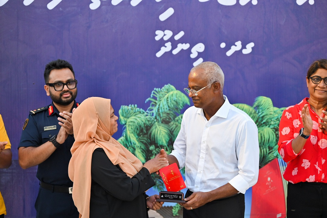 President Solih inaugurated the newly completed infrastructure projects in Thinadhoo on Wednesday