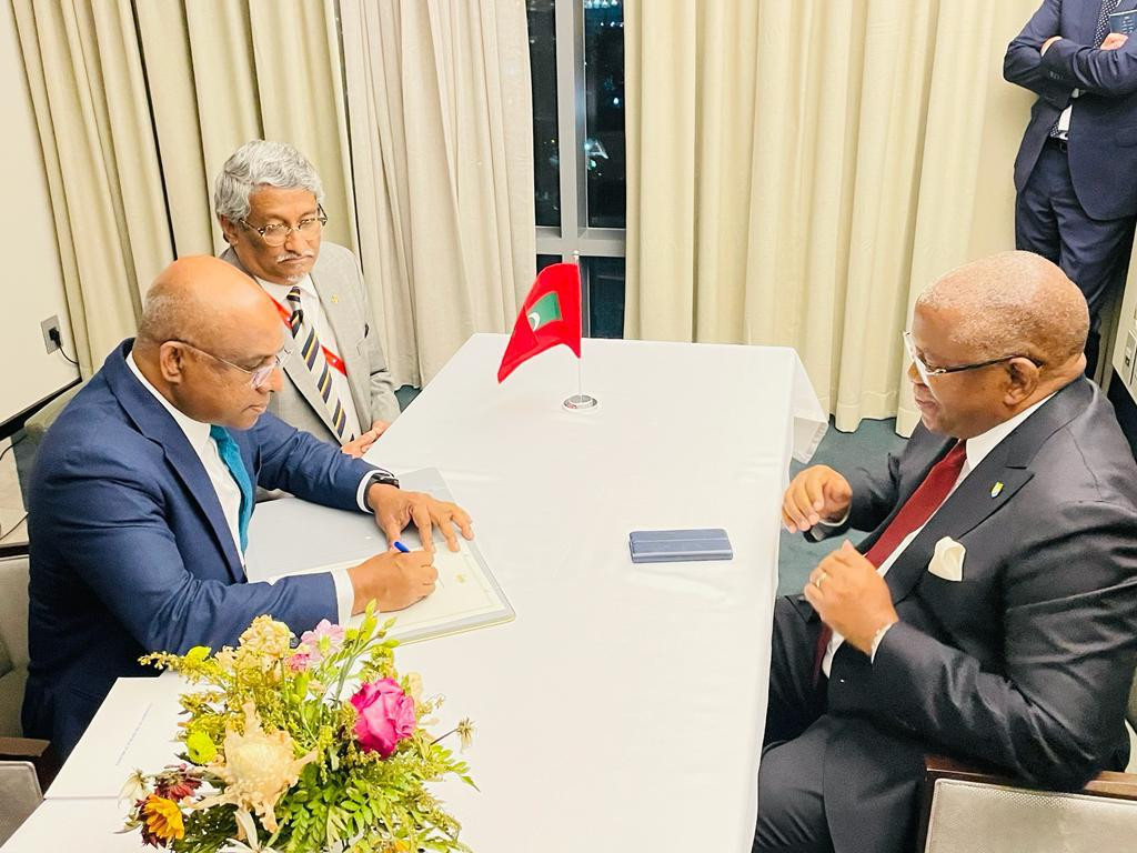 Foreign Minister Abdulla Shahid at the 10th Summit of Heads of State and Government of OACPS 