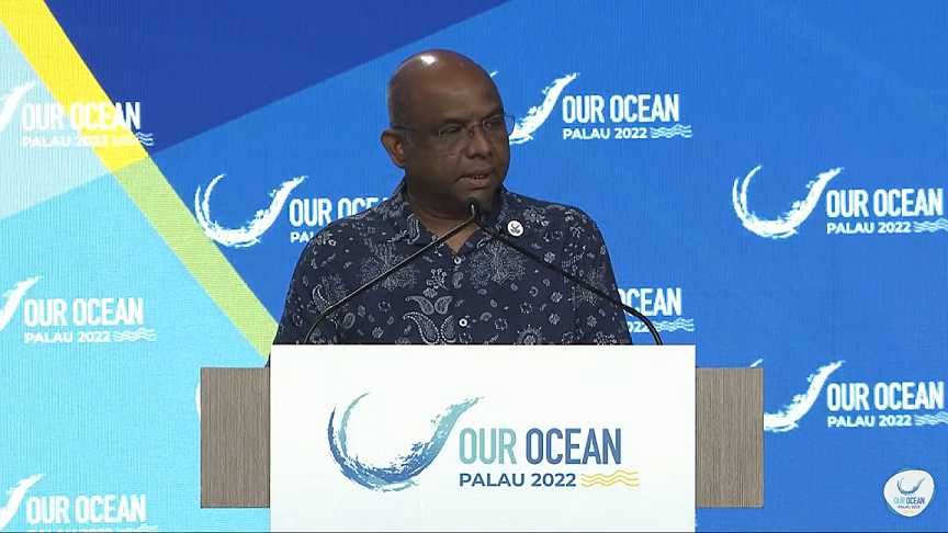Abdulla Shahid at 'Our Oceans 2022' in Palau