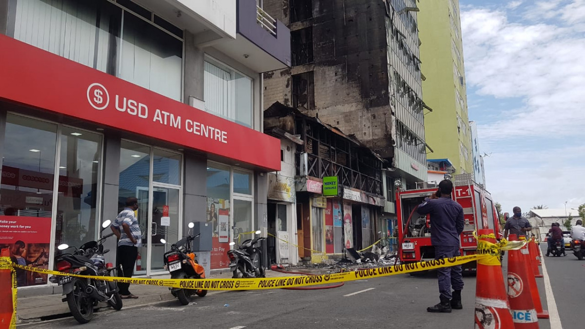 BML\'s USD ATM Center is located next to the building that caught fire on Friday night