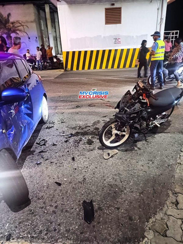The accident occurred on the outlying road of the capital city, where a car and motorcycle collided