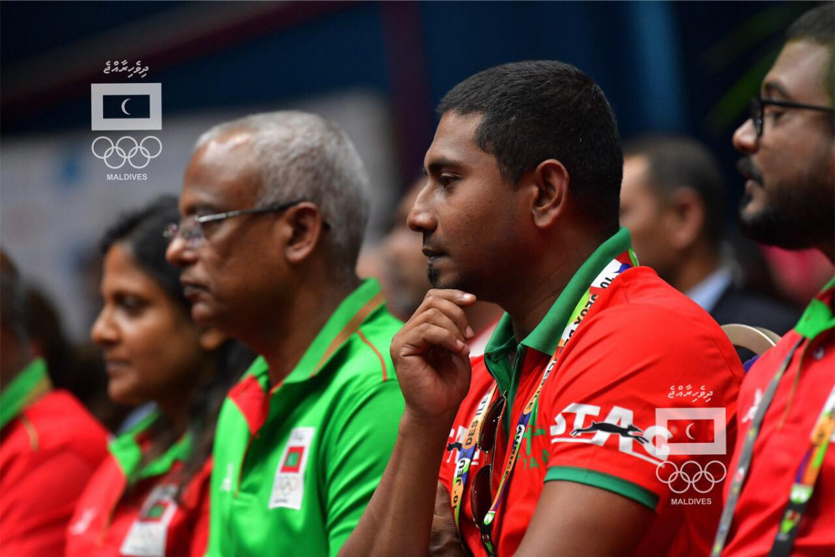 Sports Minister Ahmed Mahloof with President Ibrahim Mohamed Solih