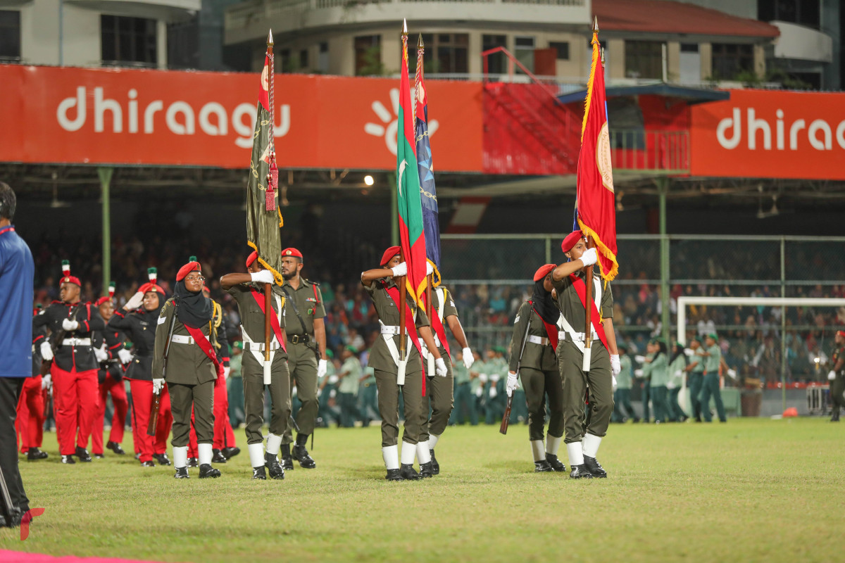 26 ޖުލައި 2019 --މިނިވަން ދުވަހުގެ ރަސްމީ ޕެރޭޑުގެ ހަރަކާތްތައް، ގަލޮޅު ދަނޑުގައި ބޭއްވި ޕެރޭޑް ޝަރަފްވެރި ކޮށްދެއްވީ ރައީސުލް ޖުމްހޫރިއްޔާ އިބްރާހިމް މުހައްމަދު ސޯލިހް-- ފޮޓޯ: ޝުއައިބް މުހައްމަދު