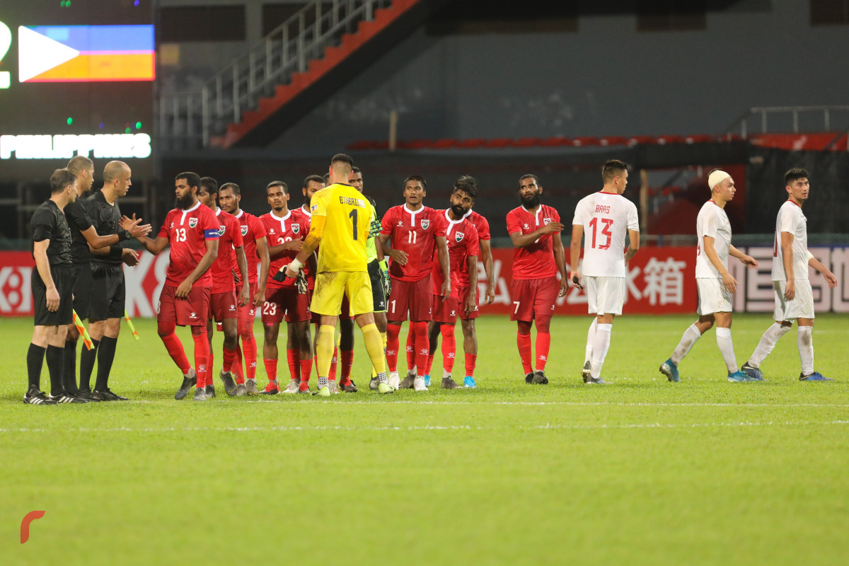 ވޯލްޑްކަޕް ކޮލިފައިން ދިވެހިރާއްޖެ އާއި ފިލިޕީންސް ބައްދަލުކުރި މެޗުގެ ތެރެއިން -- ފޮޓޯ: ރާއްޖެ.އެމްވީ