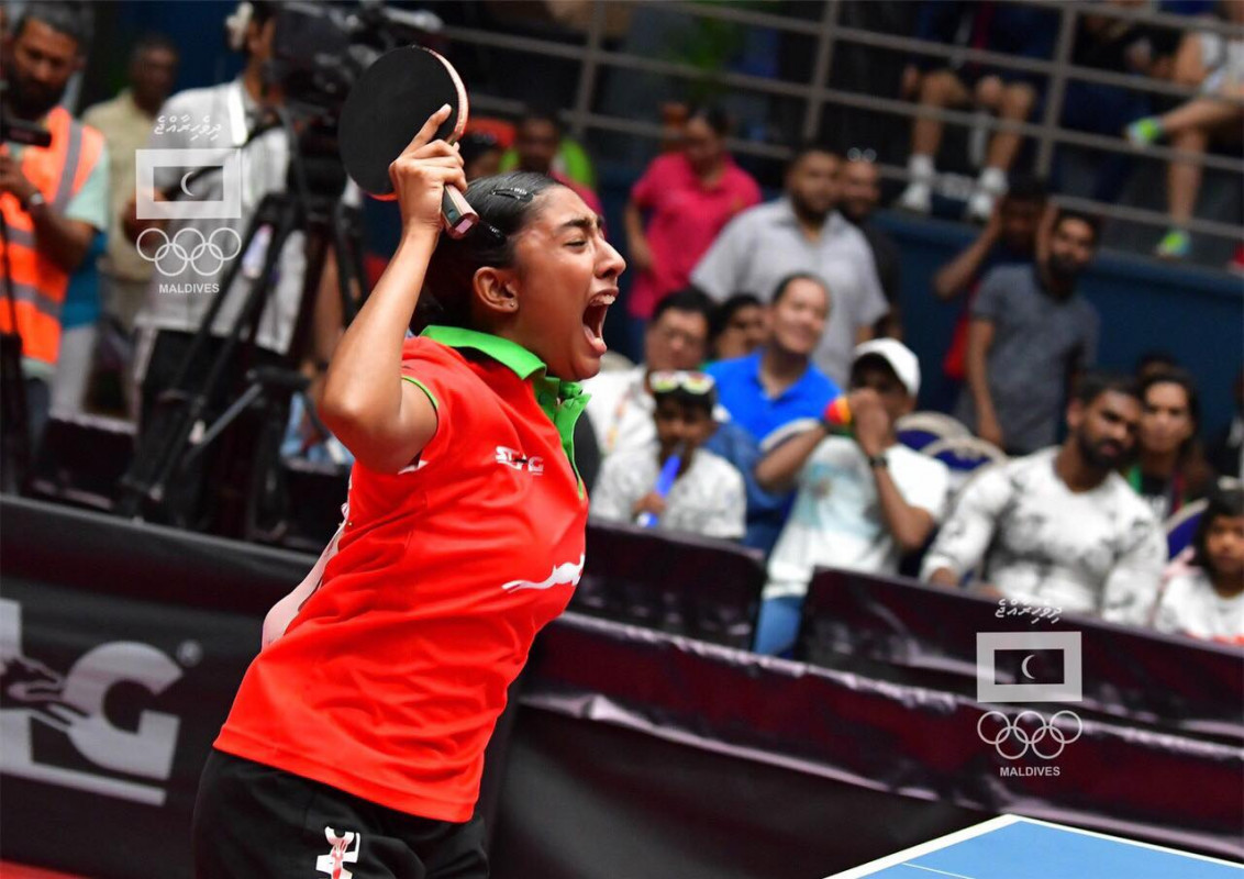 22 ޖުލައި 2019 --މެޗުގެ ފަހު ޕޮއިންޓް ހޯދުމަށްފަހު ރަފާ އުފާ ފާލުކުރަނީ-- ފޮޓޯ: އޮލިމްޕިކްސްކޮމެޓީ މީޑިޔާ