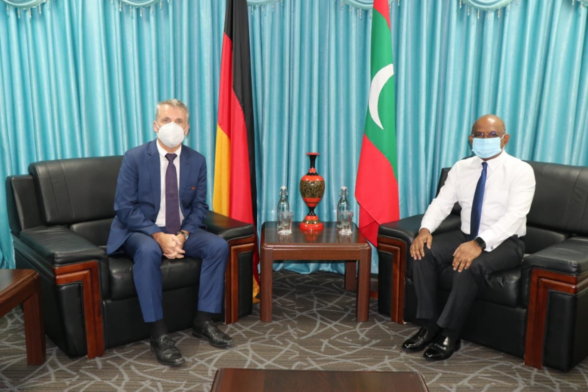 Ambassador of Germany to the Maldives, Jörn Rohde with FM Shahid