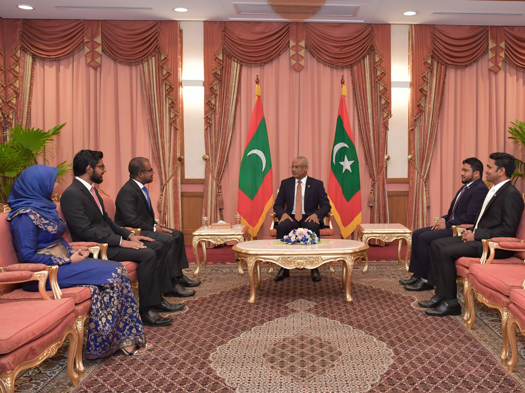 President Ibrahim Mohamed Solih with Fathuhulla Jameel, Asma Shafeeu and Hussain Fiyaz Moosa