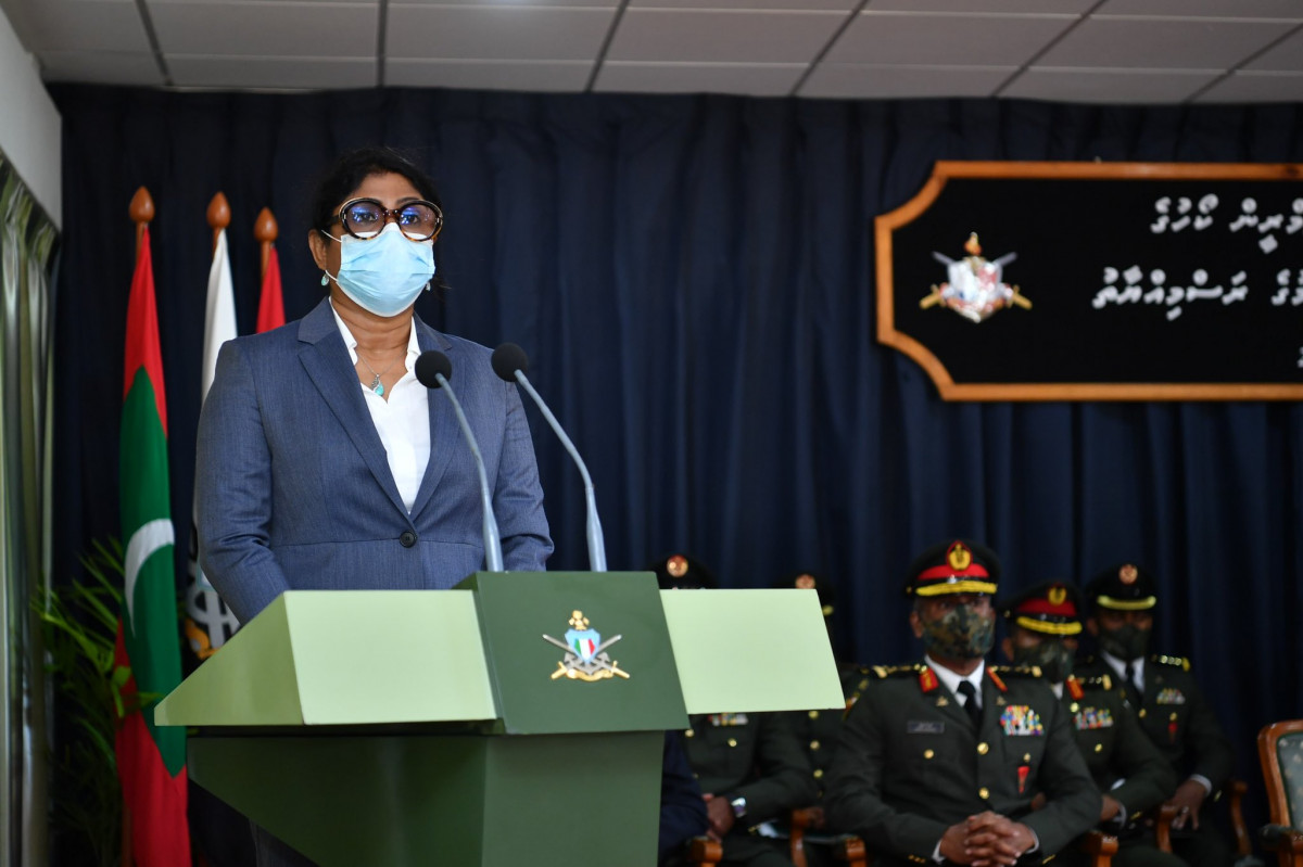 ދިވެހި ޤައުމީ ދިފާޢީ ބާރުގެ 66 ވަނަ އަސާސީ ތަމްރީން ކޯސް ނިންމުމުގެ ރަސްމިއްޔާތުގައި މިނިސްޓަރ މާރިޔާ ވާހަކަ ދައްކަވަނީ