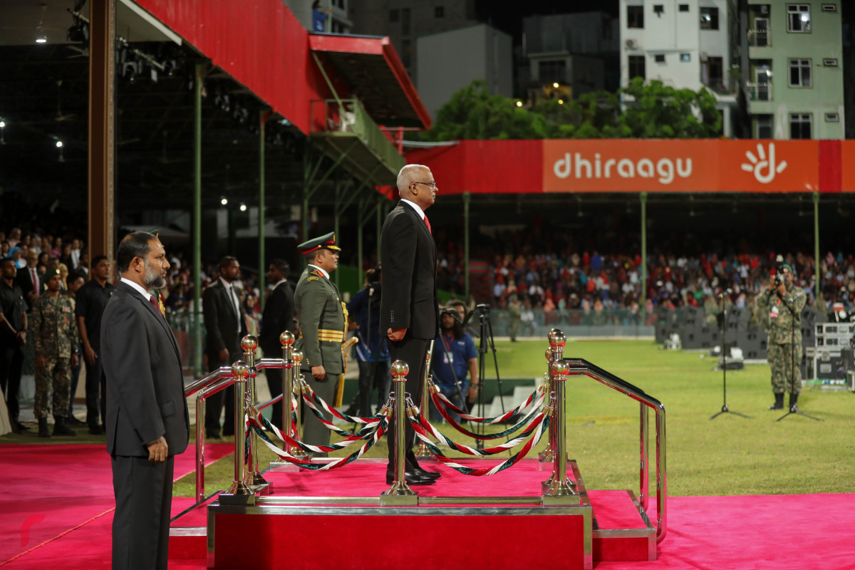 26 ޖުލައި 2019 --މިނިވަން ދުވަހުގެ ރަސްމީ ޕެރޭޑުގެ ހަރަކާތްތައް، ގަލޮޅު ދަނޑުގައި ބޭއްވި ޕެރޭޑް ޝަރަފްވެރި ކޮށްދެއްވީ ރައީސުލް ޖުމްހޫރިއްޔާ އިބްރާހިމް މުހައްމަދު ސޯލިހް-- ފޮޓޯ: ޝުއައިބް މުހައްމަދު