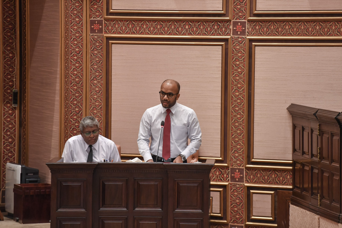 ފިނޭންސް މިނިސްޓަރު އިބްރާހިމް އަމީރު މަޖިލީހުގައި