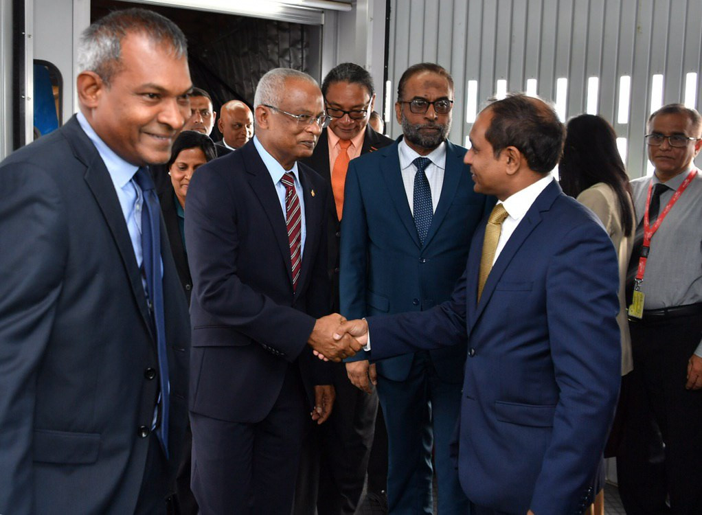 President Solih arrives in Mauritius
