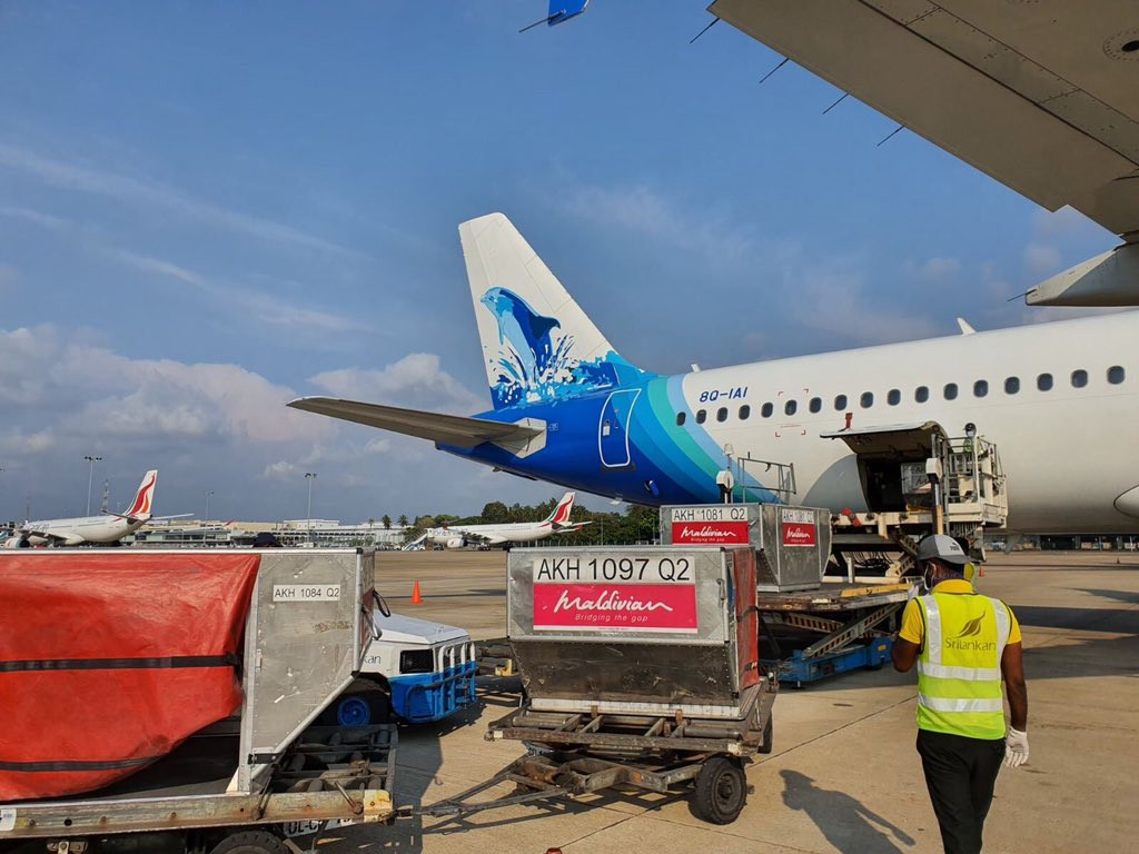 Maldivian cargo flight at Colombo airport