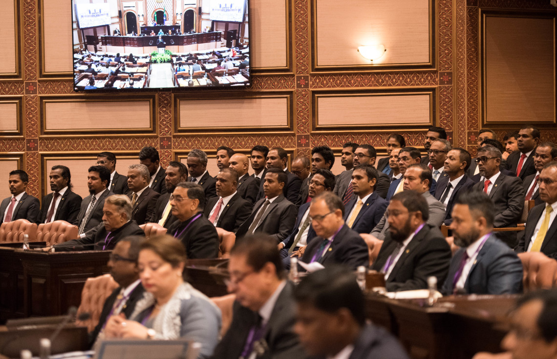 01 ސެޕްޓެމްބަރ 2019 | ހަތަރު ވަނަ ސައުތު އޭޝިޔަން ސްޕީކާރސް ސަމިޓްގެ ތެރެއިން | ސަމިޓްގައި ބައިވެރިވެވަޑައިގަންނަވާ ޤައުމުތަކުގެ ވަފުދުތަކުގެ ބޭފުޅުންނަށް ވަނީ ވާހަކަދެއްކެވުމަށް ހަތް މިނިޓްގެ ފުރުސަތެއް ދެއްވާފައި -- ފޮޓޯ: ރައްޔިތުންގެ މަޖިލިސް