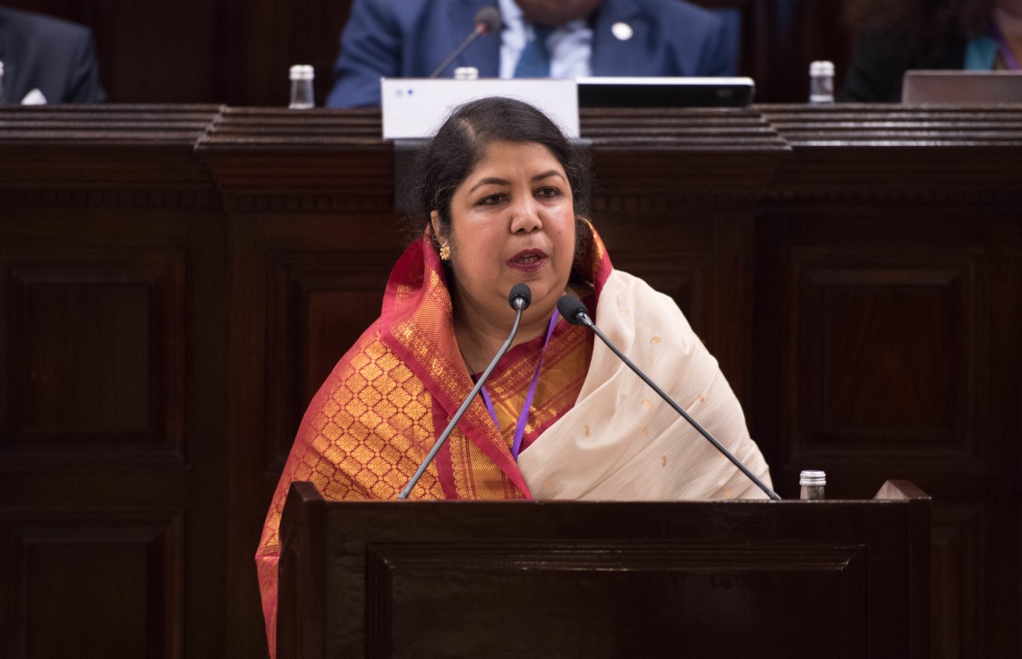 01 ސެޕްޓެމްބަރ 2019 | ހަތަރު ވަނަ ސައުތު އޭޝިޔަން ސްޕީކާރސް ސަމިޓްގެ ތެރެއިން | ބަންގްލަދޭޝްއިން ސަމިޓްގައި ބައިވެރިވެވަޑައިގަންނަވާ ވަފުދުގެ ބޭފުޅުން -- ފޮޓޯ: ރައްޔިތުންގެ މަޖިލިސް