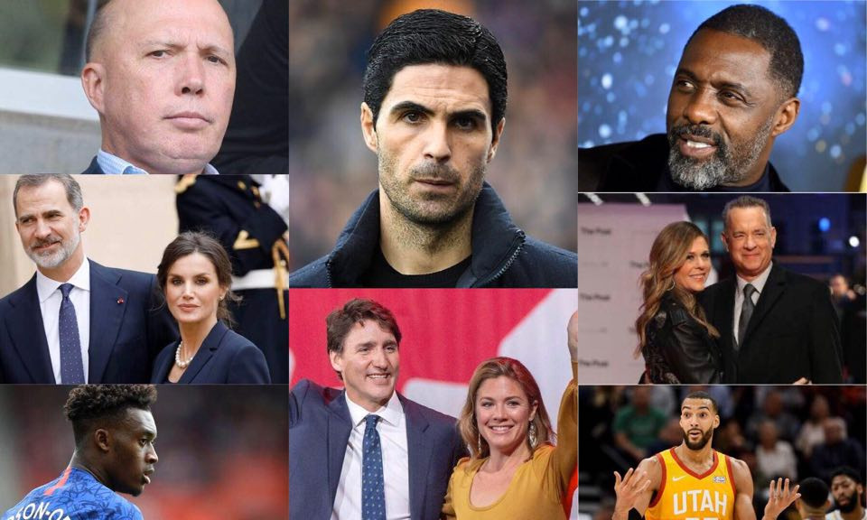 މަތިން ތިރިއަށް (ކ) އިޑްރިސް އެލްބާ، ޓޮމް ހޭކްސްއާއި ރީޓާ ވިލްސަން، ރޫޑީ ގޮބަރޓް (މެދު) މިކެލް އާޓޭޓާ، ޖަސްޓިން އަދި ސޯފީ ޓްރޫޑޯ، (ވ) ޕީޓާރ ޑަޓަން، ސްޕެއިންގެ ރަސްގެފާނާއި ރާނީ އަދި ކެލަމް ހަޑްސަން-އ