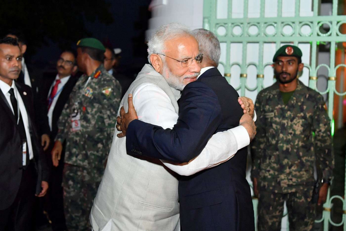 ރައީސުލްޖުމްހޫރިއްޔާ އިބްރާހިމް މުހައްމަދު ސޯލިހް އަދި އިންޑީއާގެ ބޮޑުވަޒީރު ނަރެންދްރަ މޯދީ