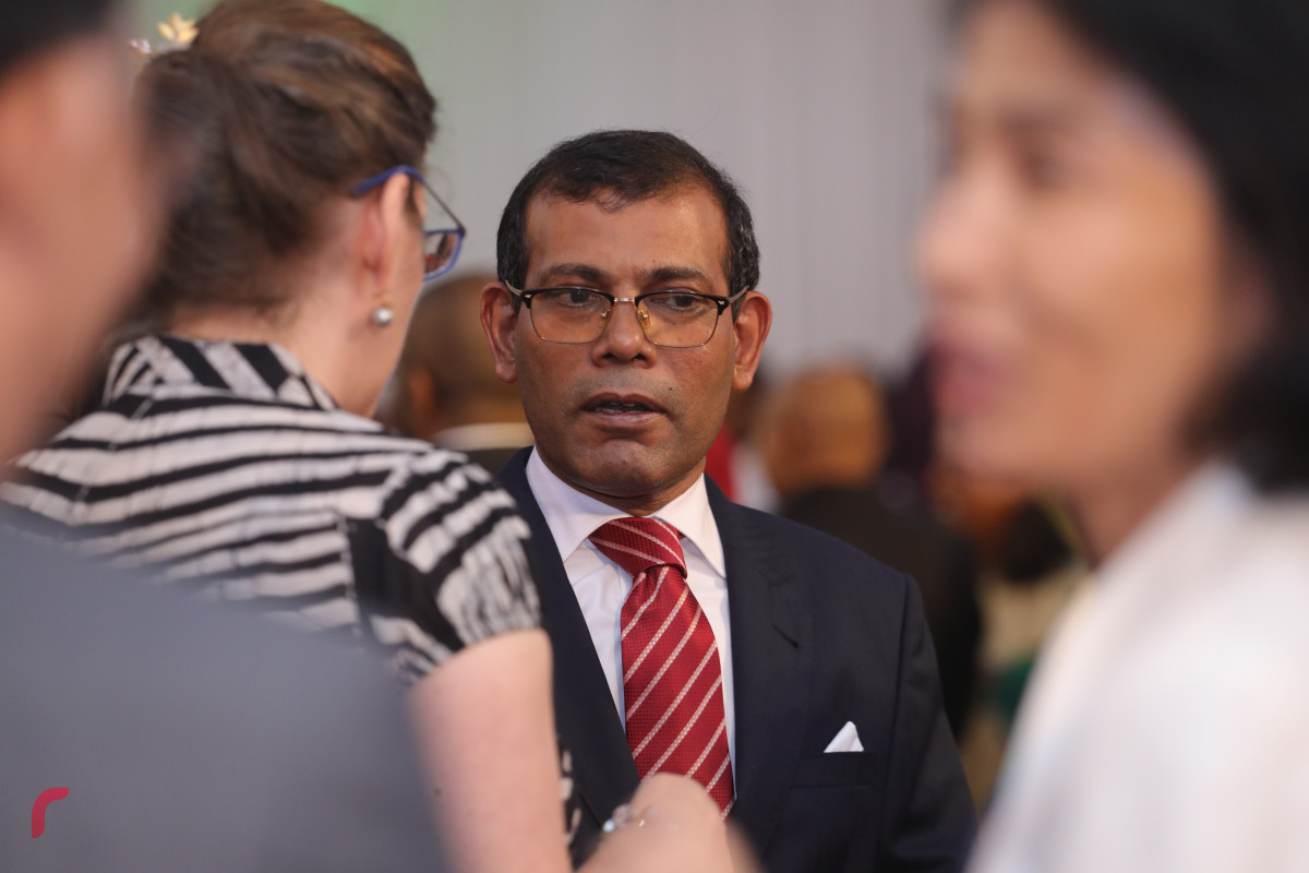 25 ޖުލައި 2019 --މިނިވަން ދުވަހުގެ ރަސްމީ ބައްދަލުކުރެއްވުމުގެ ތެރެއިން، ރައްޔިތުންގެ މަޖިލިހުގެ ރައީސް މުހައްމަދު ނަޝީދު-- ފޮޓޯ: ޝުއައިބް މުހައްމަދު