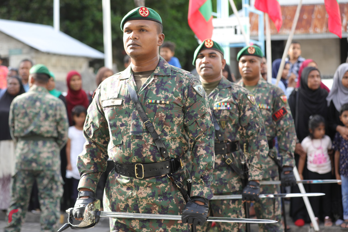 27 ޖުލައި 2019 --މިނިވަން ދުވަހުގެ ރަސްމީ ހިނގާލުމުގެ ތެރެއިން، ސިފައިންގެ ޕެރޭޑް-- ފޮޓޯ: ޝުއައިބް މުހައްމަދު