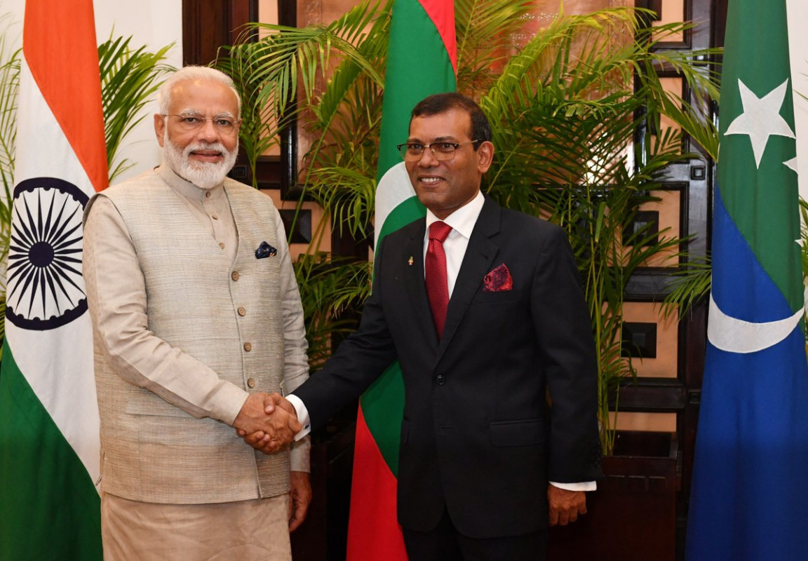 ރައްޔިތުންގެ މަޖިލީހުގެ ރައީސް މުހައްމަދު ނަޝީދު، އަރިހުގައި އިންޑިއާގެ ބޮޑު ވަޒީރު ނަރެންދުރަ މޯދީ