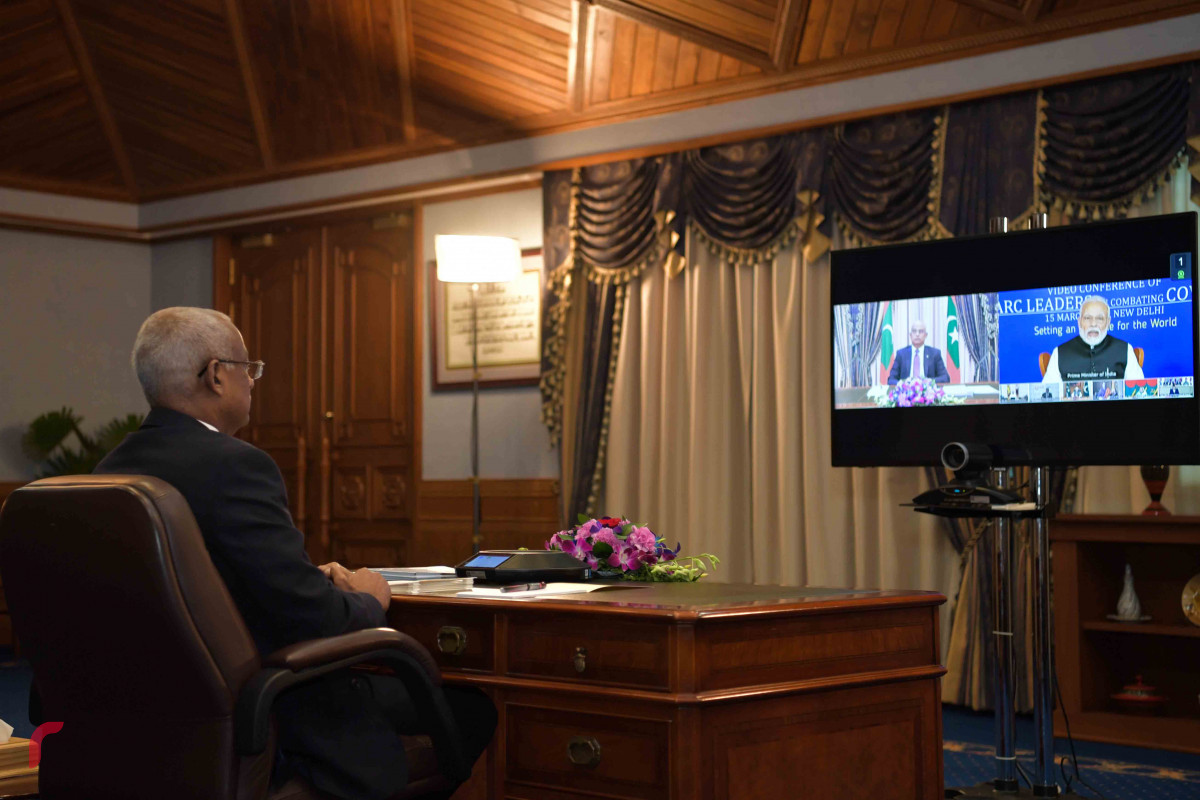 ކޮވިޑް19 އާއި ގުޅިގެން ސާކުގެ މެންބަރު ޤައުމުތަކުގެ ލީޑަރުން ބައިވެރިވި ވީޑިއޯ ކޮންފަރެންސްގައި ރައީސް ބައިވެރިވެ ވަޑައިގެންނެވުން --- ފޮޓޯ ރައީސް އޮފީސް