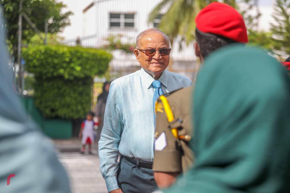 25 ޖުލައި 2019 --ކަލާފާނު ސުކޫލުގެ 30 ވަނަ އަހަރީ ދުވަސް ފާހަގަކުރުމުގެ ގޮތުން ބޭއްވި ފޮޓޯ މައުރަޒު ހުޅުވުމުގެ ރަސްމިއްޔާތު ޝަރަފްވެރި ކޮށްދެއްވަން ކުރީގެ ރައީސް މައުމޫން އަބްދުލް ގައްޔޫމް ވަޑައިގަތުން-- ފޮޓޯ: ޝުއައިބް މުހައްމަދު