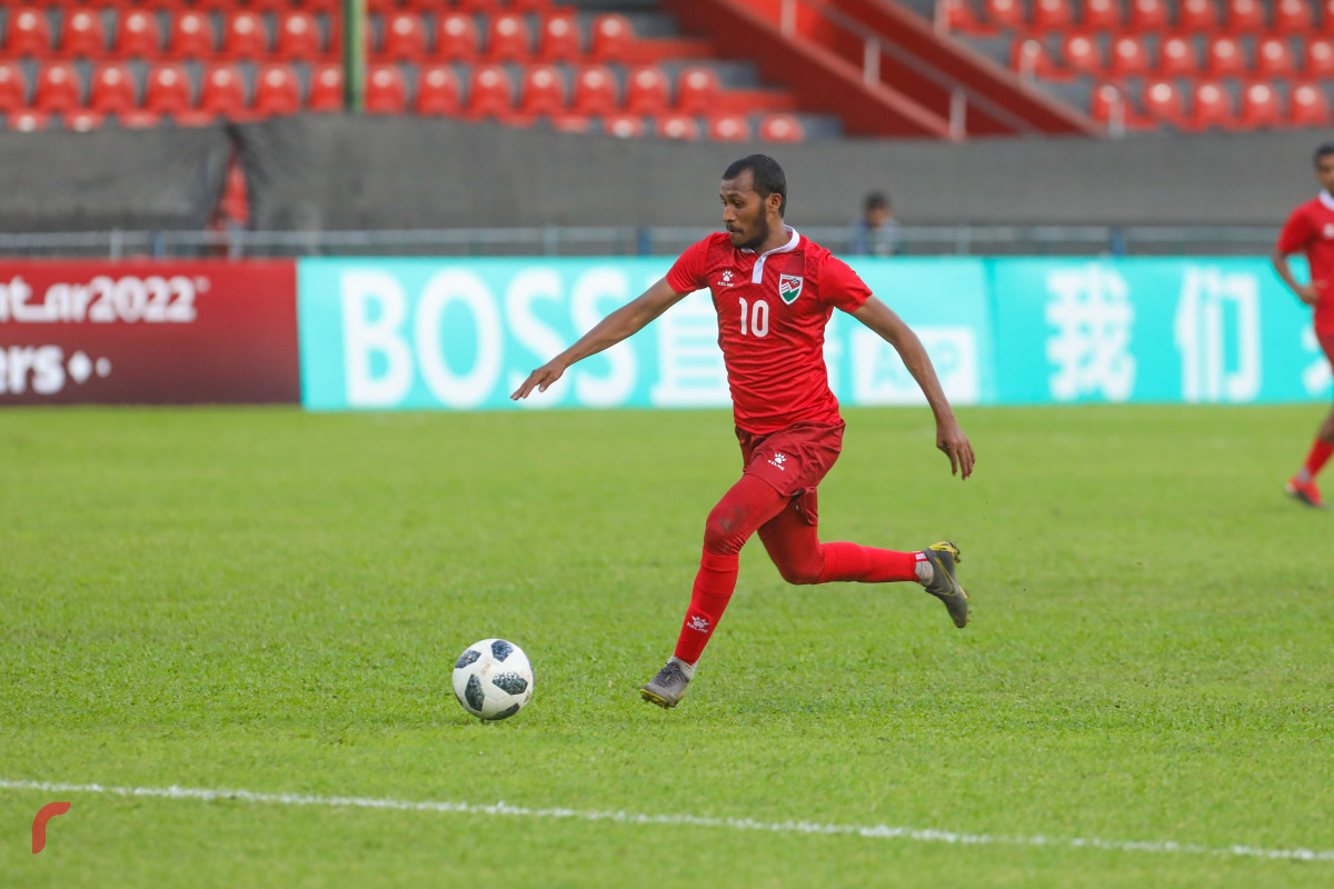 ވޯލްޑްކަޕް ކޮލިފައިން ދިވެހިރާއްޖެ އާއި ފިލިޕީންސް ބައްދަލުކުރި މެޗުގެ ތެރެއިން -- ފޮޓޯ: ރާއްޖެ.އެމްވީ