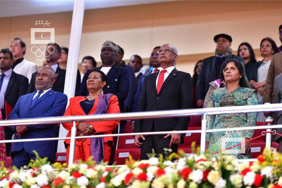 19 ޖުލައި 2019 --އިންޑިއަން އޯޝަންސް އައިލެންޑް ގޭމްސް 2019 ގެ ހުޅުވުމުގެ ރަސްމިއްޔާތުގައި ރައީސްގެ ދެކަނބަލުން- ފޮޓޯ: އައިއޯއައިޖީ މީޑިޔާޓީމް