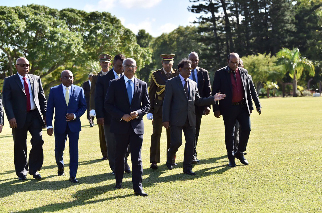 20 ޖުލައި 2019 --މޮރިޝަސްގެ ރައީސް އާއި އެކު ކުރިޔަށްދިޔަ ބައްދަލުވުމުގެ ތެރެއިން-- ފޮޓޯ: ރައީސް އޮފީސް