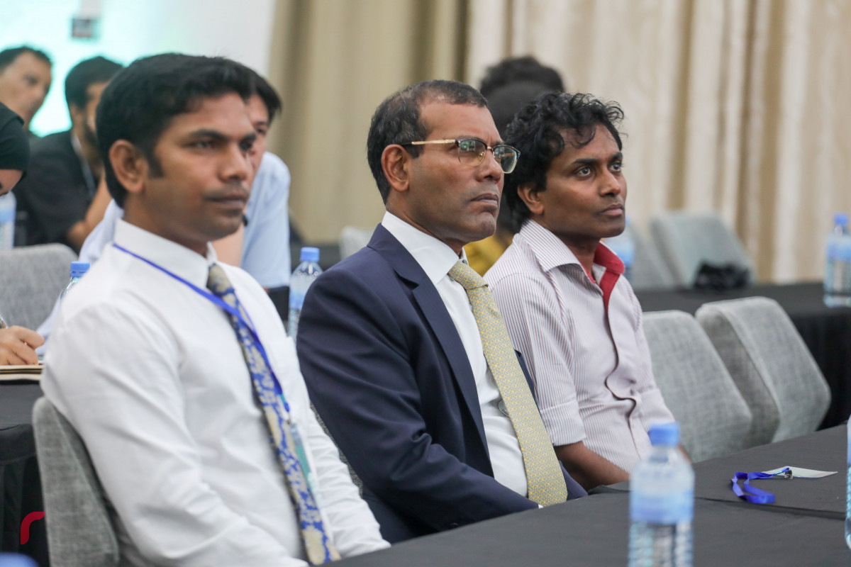 27 އޯގަސްޓް 2019/ އއ.އުކުޅަސް --ޓެކް ފެއަރގެ ދެވަނަ ރޭގައި މަޖިލިހުގެ ރައީސް މުހައްމަދު ނަޝީދު ބައިވެރިވަޑައިގަތުން،-- ފޮޓޯ: ޝުއައިބް މުހައްމަދު