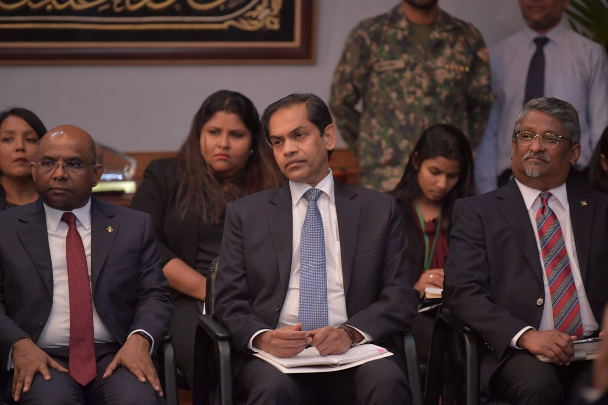 Foreign Minister Abdulla Shahid and Indian High Commissioner Sanjay Sudhir. Photo: President's Office
